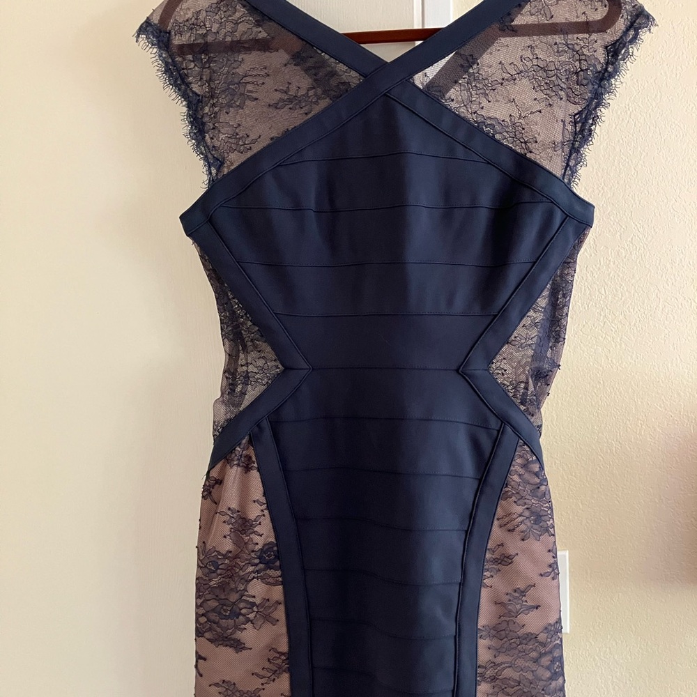 BCBGMaxAzria Navy Lace Mini Dress